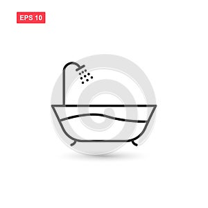 Bath icon vector with shower design isolated 2