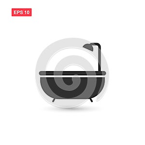 Bath icon vector with shower design isolated 3
