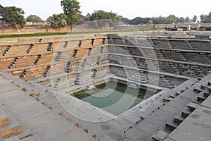 Bath inside the Royal Enclosure at Hampi, Karnataka - archaeological site in India