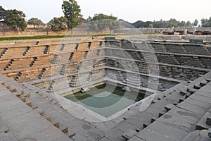 Bath inside the Royal Enclosure at Hampi, Karnataka - archaeological site in India