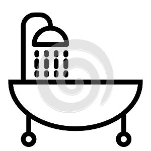 Bath line icon. Shower vector illustration isolated on white. Bathtub outline style design, designed for web and app