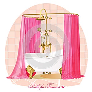Bath. Luxury bathroom. Vector illustration.