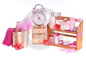 Bath pink set (a lot of dofferen bodycare items)