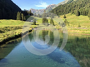 Bath and pool on the Sulzbach Alpine stream and in the Oberseetal valley, Nafels Naefels
