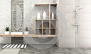 Bath room interior design - modern style. 3d rendering