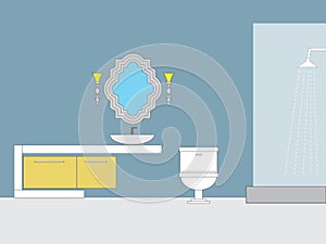 Bath room vector illustration flat set photo