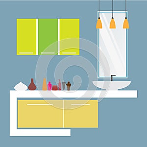 Bath room vector illustration flat set photo