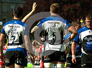 Bath Rugby play Gloucester Rugby in a premiership match, Recreation Ground, Bath. 16 May 2015.