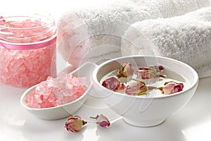Bath salt and rose lotion