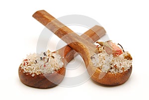 Bath salts on spoons photo