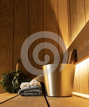 Bath and sauna accessories in the steam room.