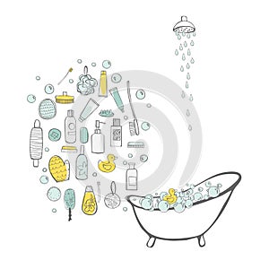Bathroom items. Vector   illustration