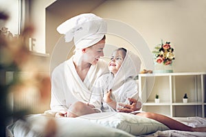 After bath we share love to etch other. Mother and daughter.