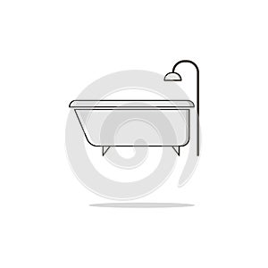 Bath and shower color thin line icon.Vector illustration