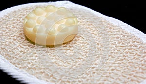 Bath soapy sponge on white background