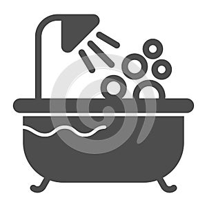 Bath solid icon. Shower vector illustration isolated on white. Bathtub glyph style design, designed for web and app. Eps