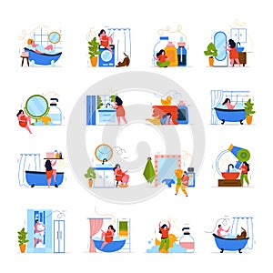 Bath Time 4x4 Flat Icons