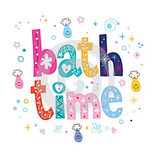 Bath time decorative lettering type design