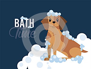 Bath time of dog cartoon