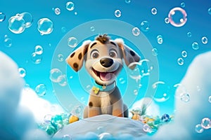 Bath Time Happiness with a Playful Puppy - Generative AI