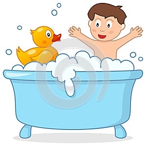 Bath Time with Little Boy & Rubber Duck