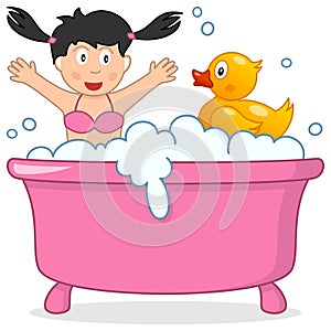 Bath Time with Little Girl & Rubber Duck