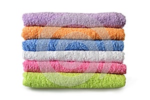 Bath towels on white background