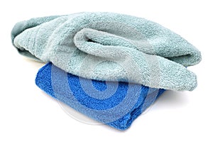 Bath towels on white background