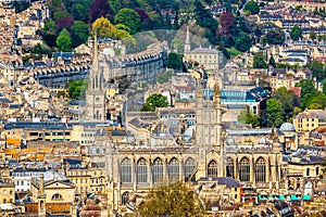 Bath, UK - Panoramic View of the Buildings and Houses in Bath, England from the Alexandra Park