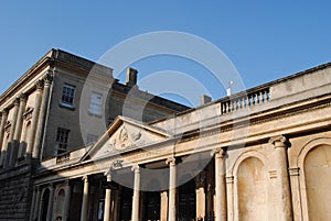 View towards the Roman Baths, Bath, Somerset. The historic Georgian city.