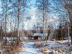 Bath in a winter wood.