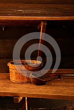 Bath in wooden house at Vidzeme region. Latvia