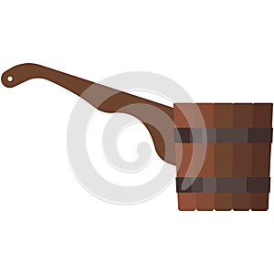 Bath wooden tub ladle vector isolated on white