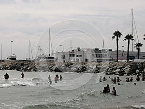 Bathers in the beach-Benalmadena-Andalusia photo