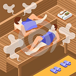 Bathhouse And Spa Relaxing Isometric Background