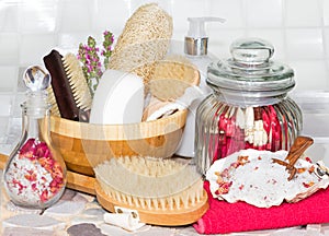 Bathing accessories for a luxury spa treatment