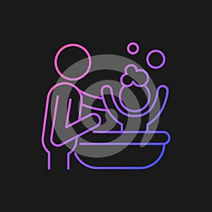 Bathing child gradient vector icon for dark theme