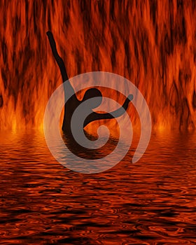 Bathing on fire photo