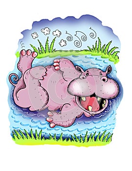 Bathing Hippopotamus