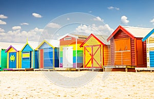 Bathing houses at Brighton beach in Melbourne, Australia.