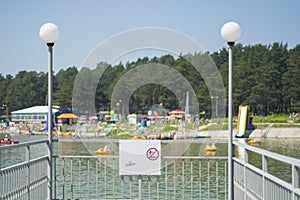Bathing at the lake, beach