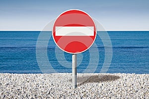 Bathing prohibition - concept image with road sign