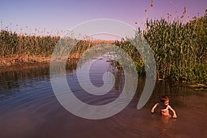 Bathing in river