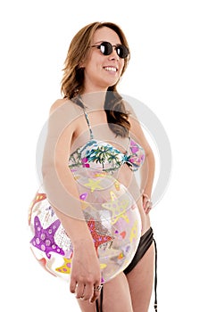 Bathing suit beach ball woman