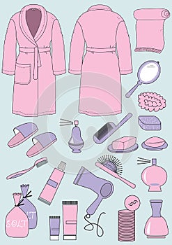 Bathrobe and objects for bathroom