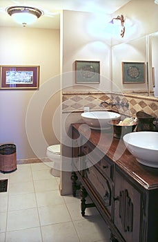 Bathroom with antique cabinet