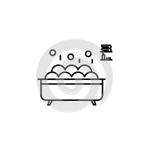 bathroom, bathtub, shower line illustration icon on white background