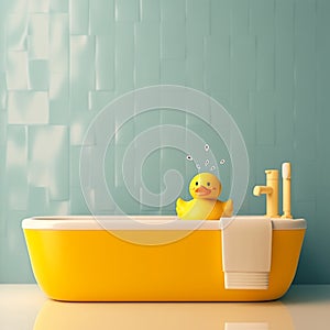 Bathroom charm Cheerful yellow duck toy adds playfulness to decor