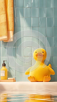 Bathroom charm Cheerful yellow duck toy adds playfulness to decor