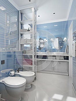 Bathroom classical style in blue tones